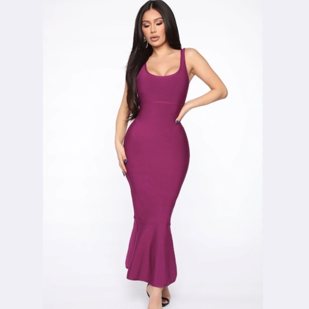 NWT Fashion Nova Bailey Bandage Mermaid Dress - Plum